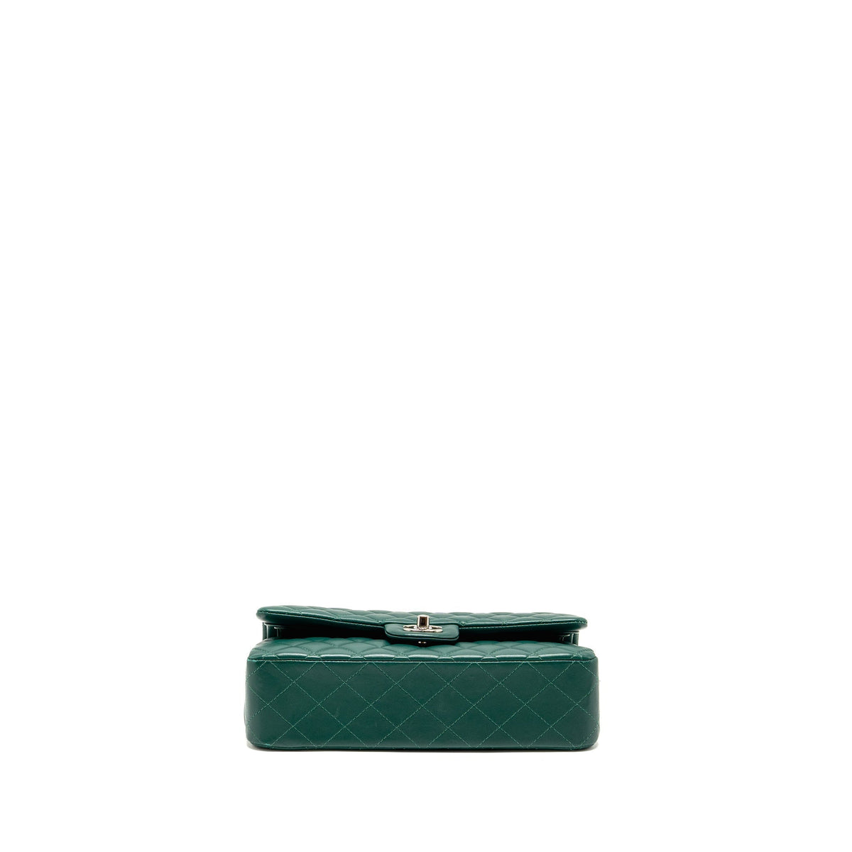 CHANEL MEDIUM CLASSIC DOUBLE FLAP BAG LAMBSKIN GREEN SHW