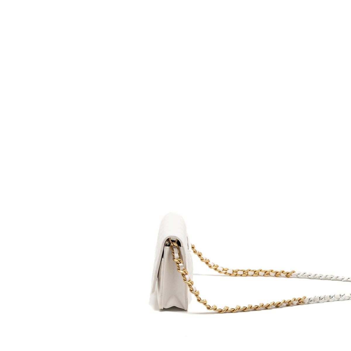CHANEL GIANT CHAIN CLASSIC WALLET ON CHAIN LAMBSKIN WHITE MULTICOLOUR HARDWARE (MICROCHIP)