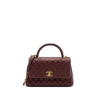 CHANEL MEDIUM COCO HANDLE WITH LIZARD HANDLE CAVIAR BURGUNDY GHW