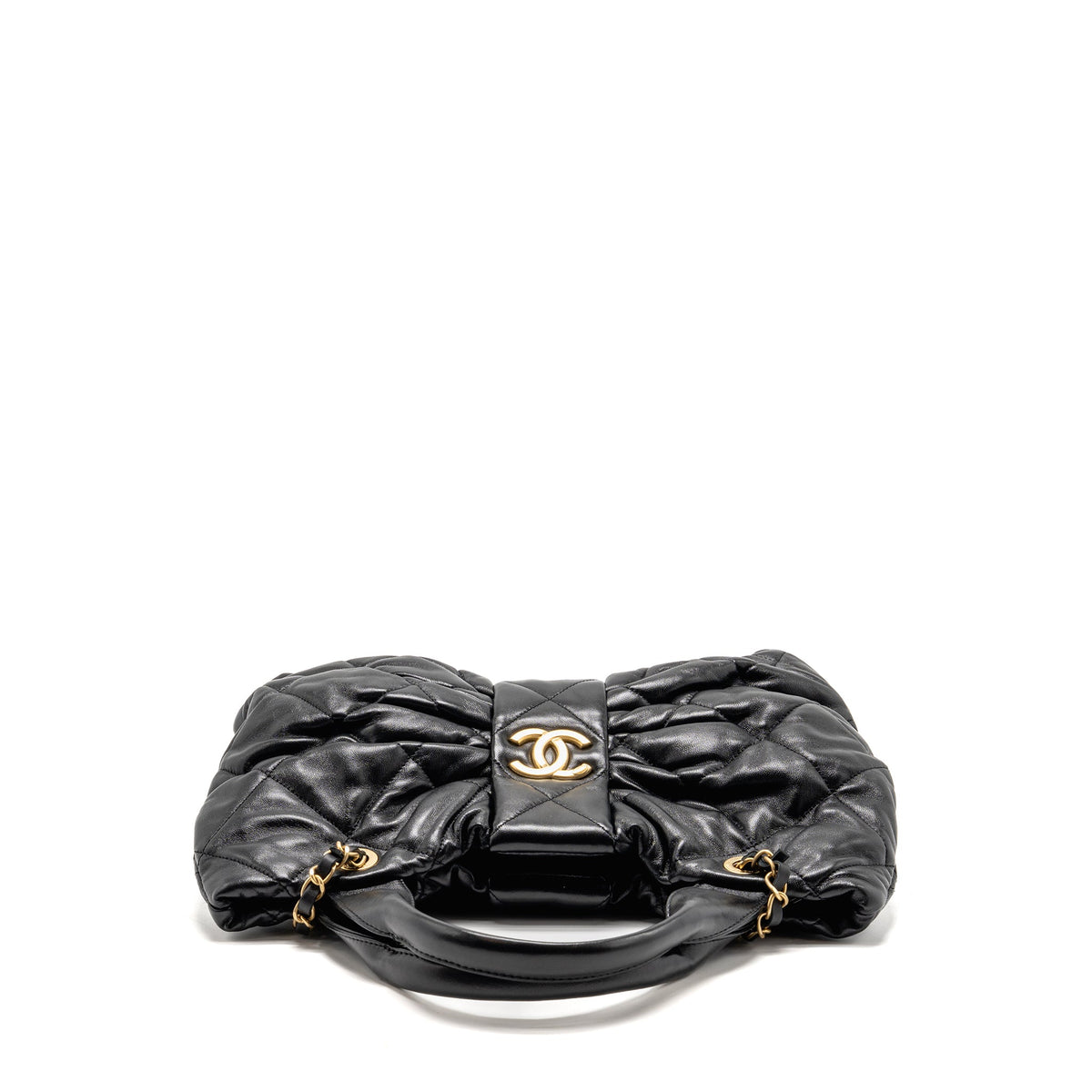 Chanel 25k Medium Bow Bag Lambskin Black GHW (microchip)
