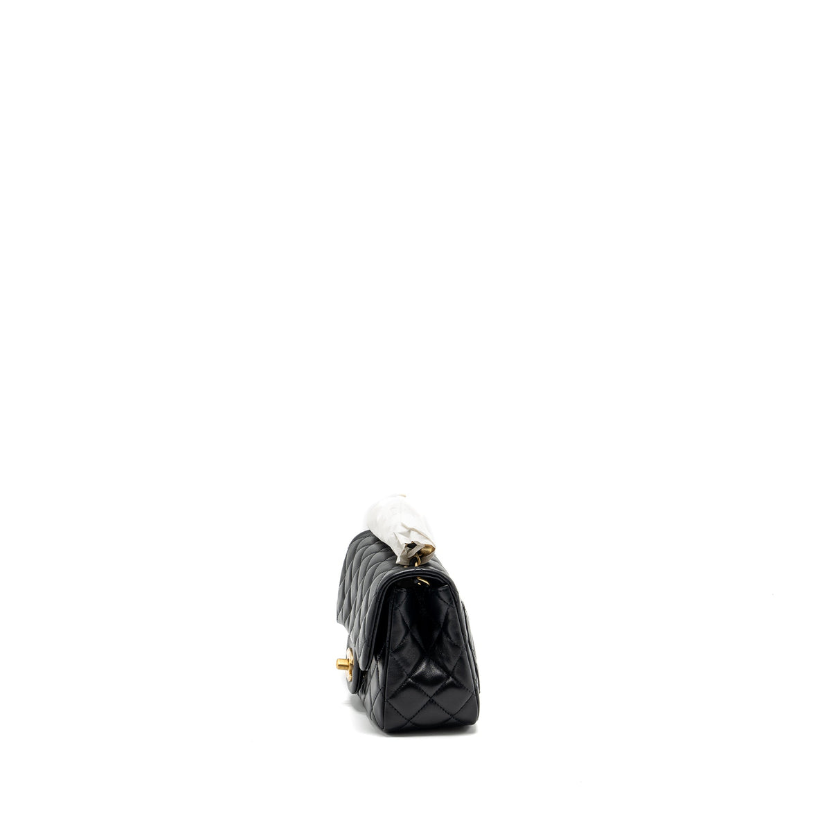 CHANEL PEARL CRUSH MINI SQUARE FLAP BAG LAMBSKIN BLACK GHW (MICROCHIP)