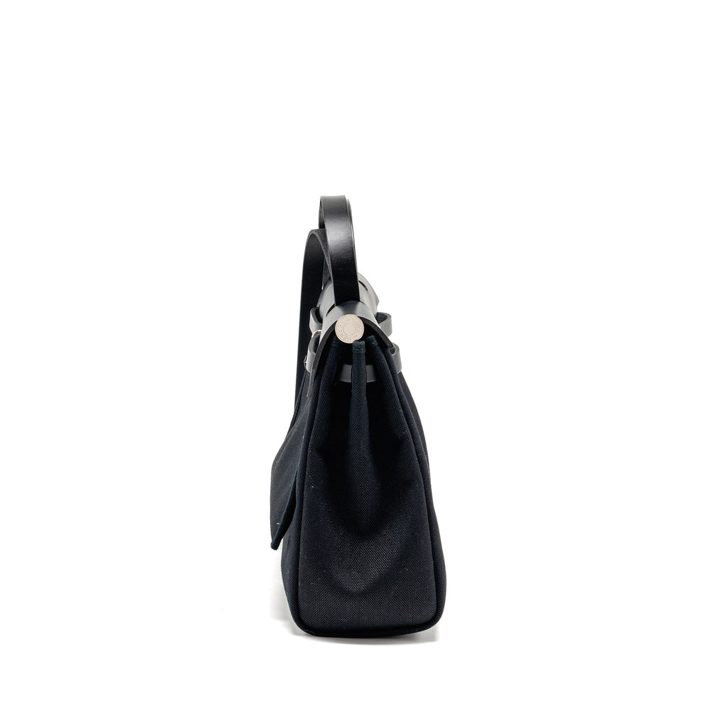 HERMES HERBAG 31 ZIP BAG CANVAS/LEATHER BLACK SHW
