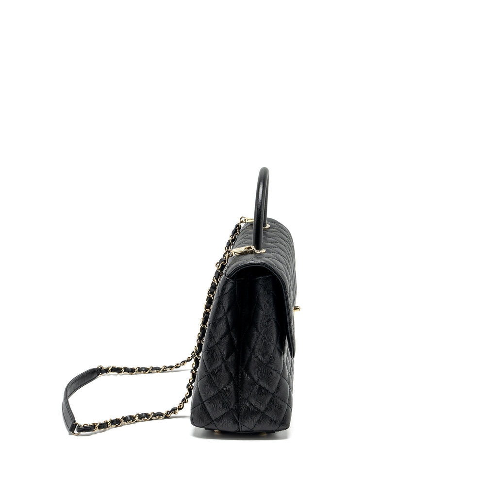 CHANEL LARGE COCO HANDLE CAVIAR BLACK LGHW (MICROCHIP)