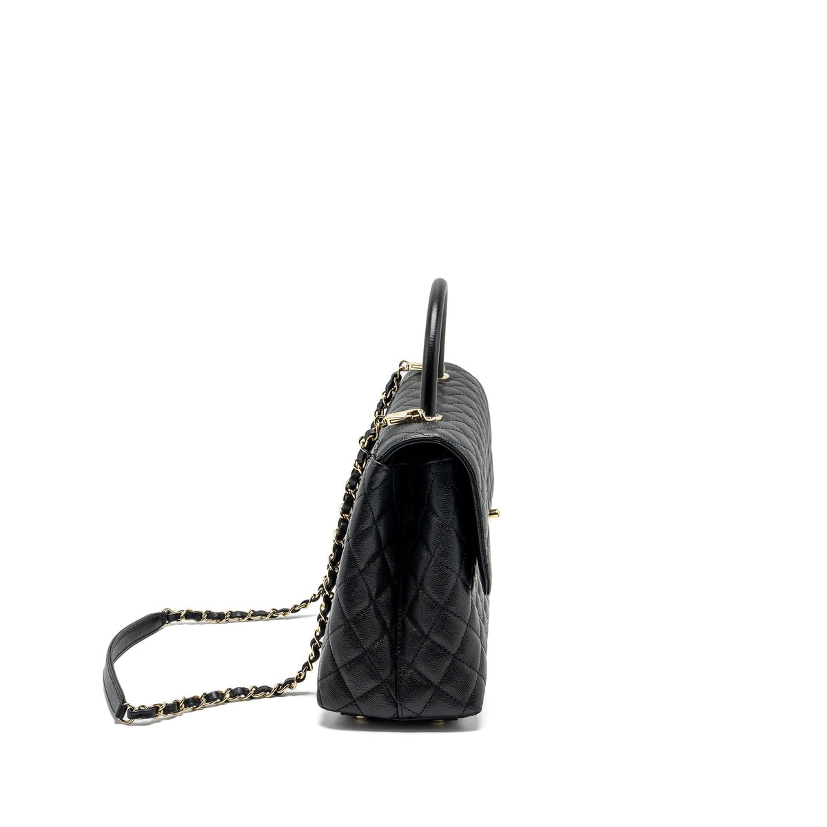CHANEL LARGE COCO HANDLE CAVIAR BLACK LGHW (MICROCHIP)