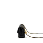 CHANEL 23K PEARL CRUSH MINI SQUARE FLAP BAG LAMBSKIN BLACK GHW (MICROCHIP)