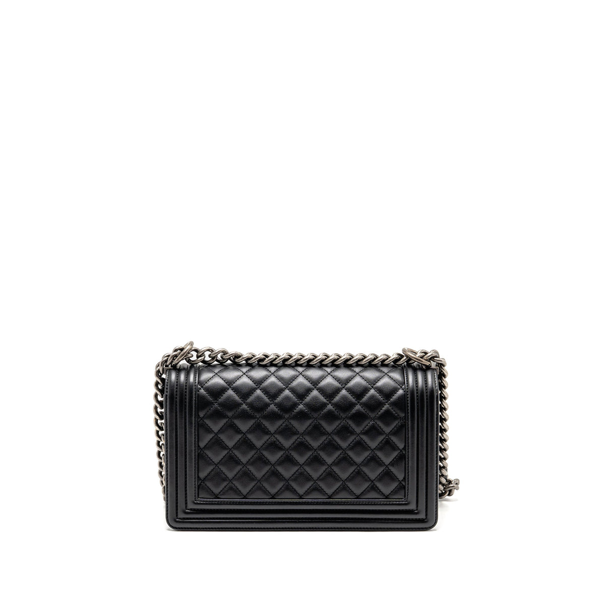 CHANEL MEDIUM BOY BAG CALFSKIN BLACK RUTHENIUM SHW