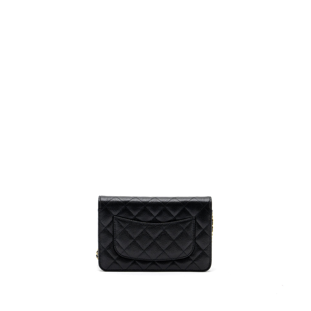 CHANEL CLASSIC WALLET ON CHAIN CAVIAR BLACK GHW (MICROCHIP)