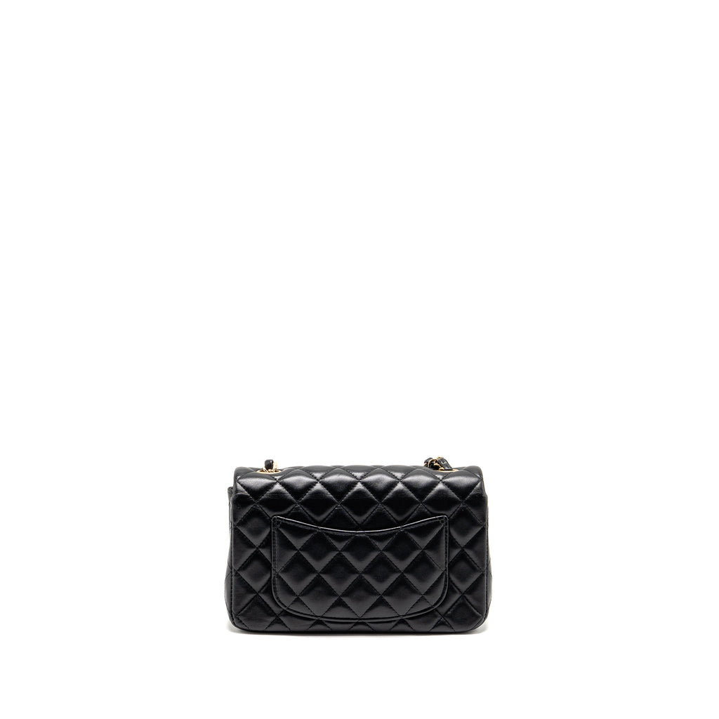 CHANEL MINI RECTANGULAR FLAP BAG LAMBSKIN BLACK LGHW