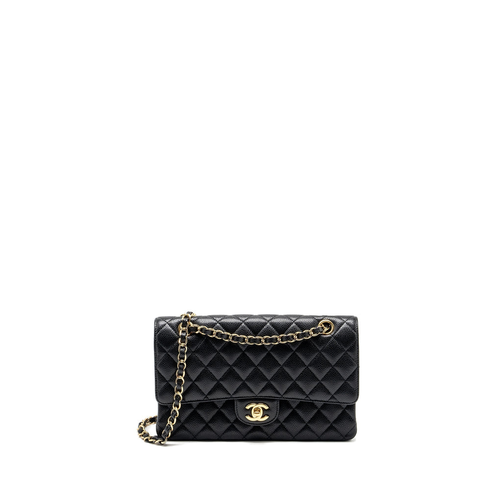 CHANEL MEDIUM CLASSIC DOUBLE FLAP BAG CAVIAR BLACK GHW