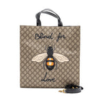 GUCCI BLIND FOR LOVE TOTE BAG GG SUPREME CANVAS BLACK/ MULTICOLOUR GHW