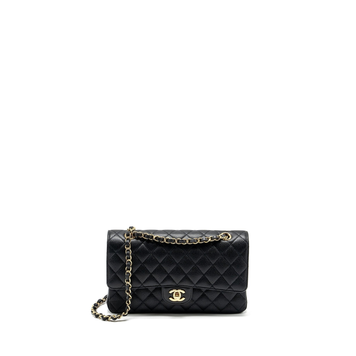CHANEL MEDIUM CLASSIC DOUBLE FLAP BAG CAVIAR BLACK GHW