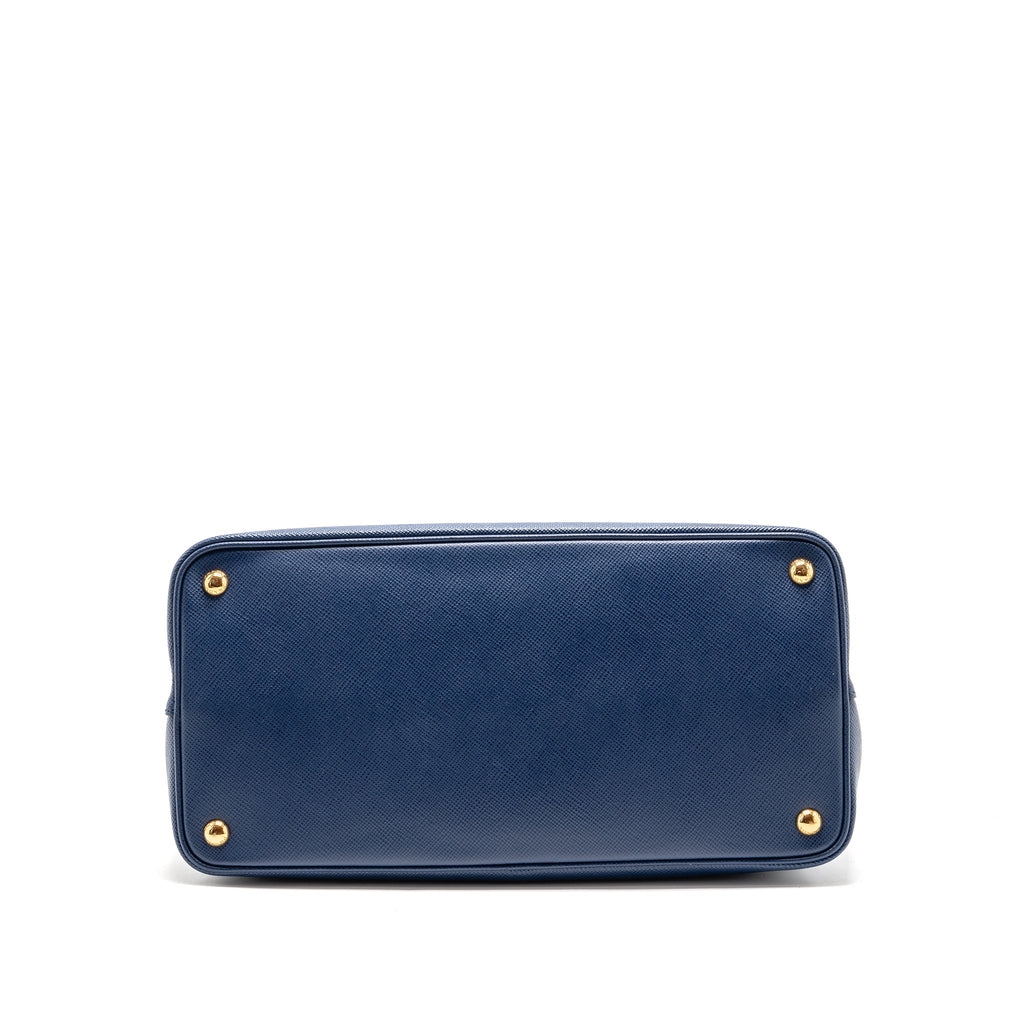 Prada Saffiano Cuir Double Bag Saffiano Leather Blue/Red GHW