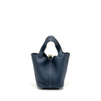 HERMES PICOTIN 18 LOCK BAG CLEMENCE BLEU DE PRUSSE GHW