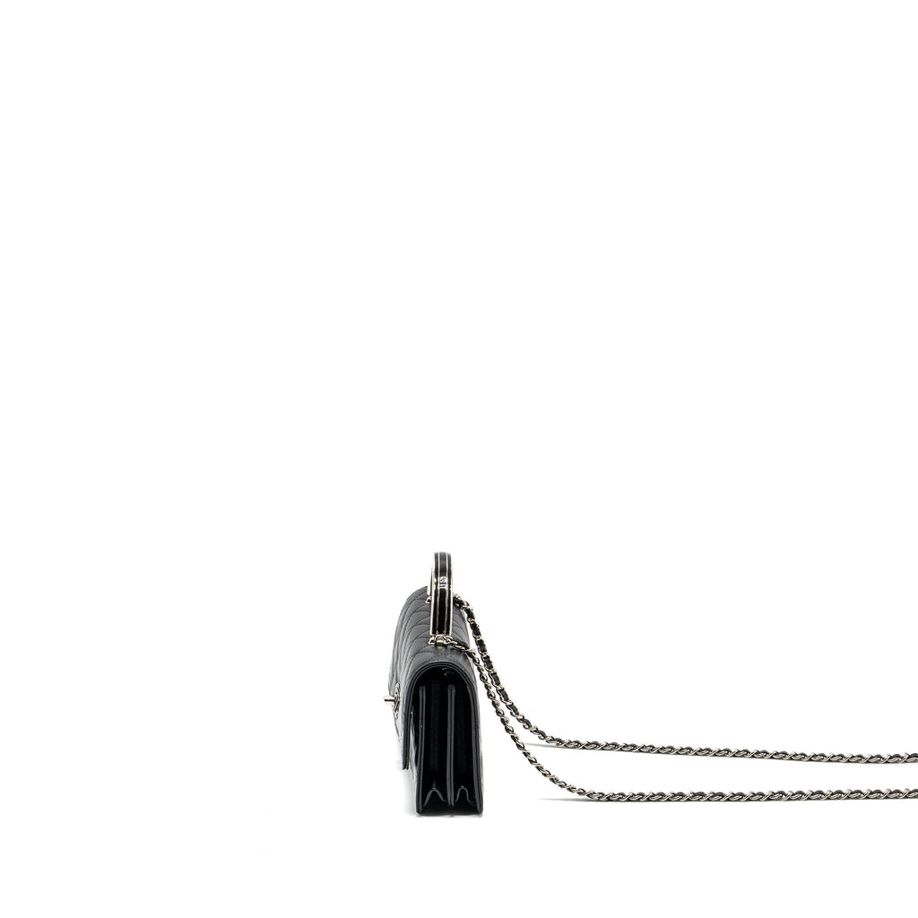 CHANEL TOP HANDLE MINI WALLET ON CHAIN FLAP BAG LAMBSKIN BLACK SHW (MICROCHIP)