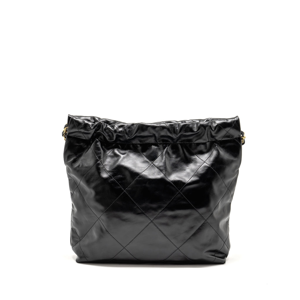 CHANEL SMALL 22 BAG SHINY CALFSKIN BLACK GHW (MICROCHIP)