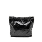 CHANEL SMALL 22 BAG SHINY CALFSKIN BLACK GHW (MICROCHIP)