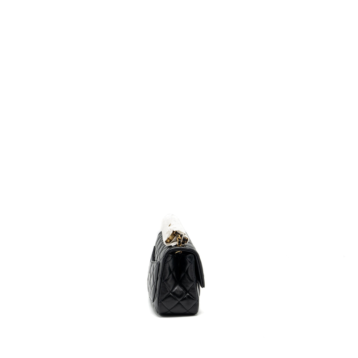 CHANEL PEARL CRUSH MINI SQUARE FLAP BAG LAMBSKIN BLACK GHW (MICROCHIP)