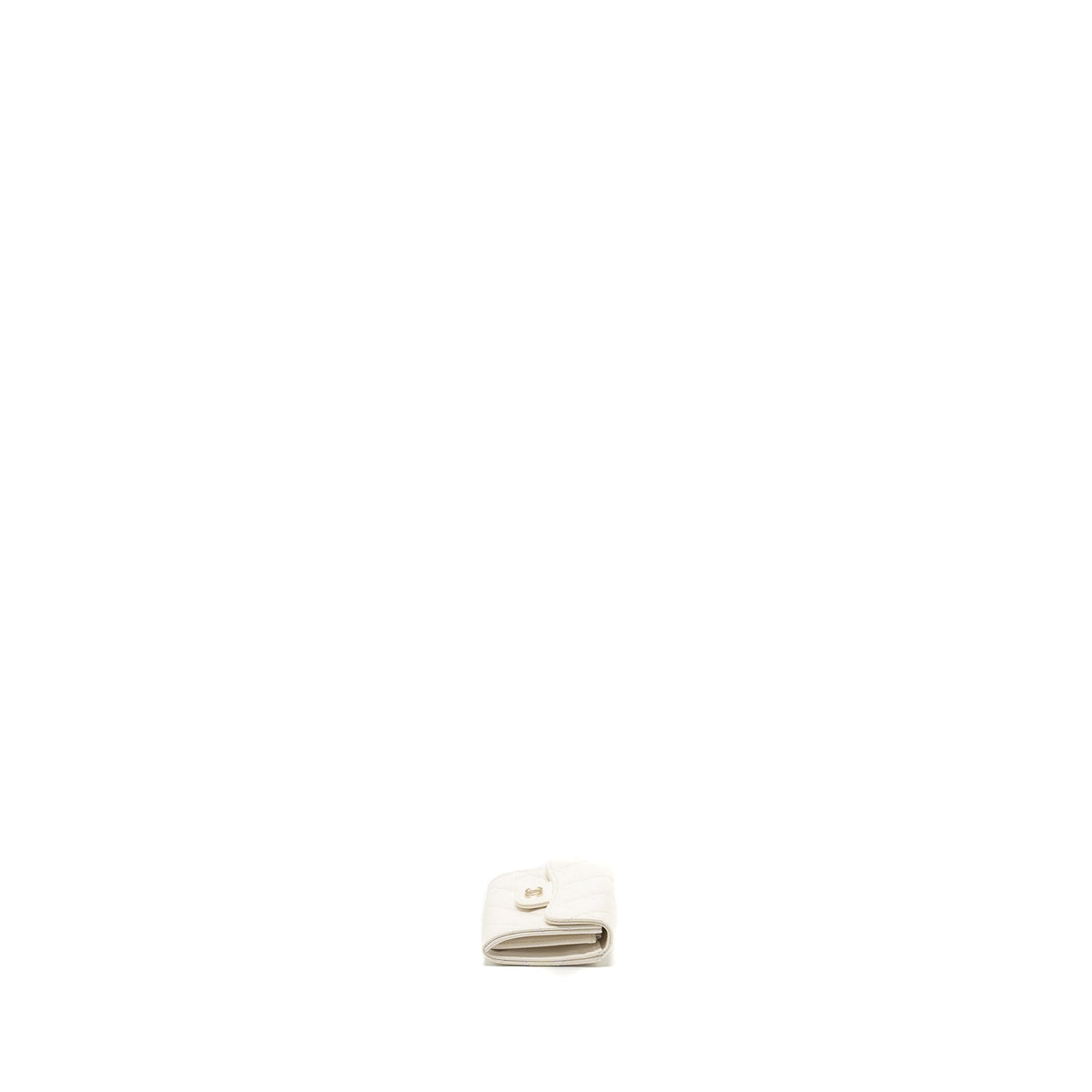 CHANEL CLASSIC FLAP CARD HOLDER CAVIAR WHITE LGHW (MICROCHIP)