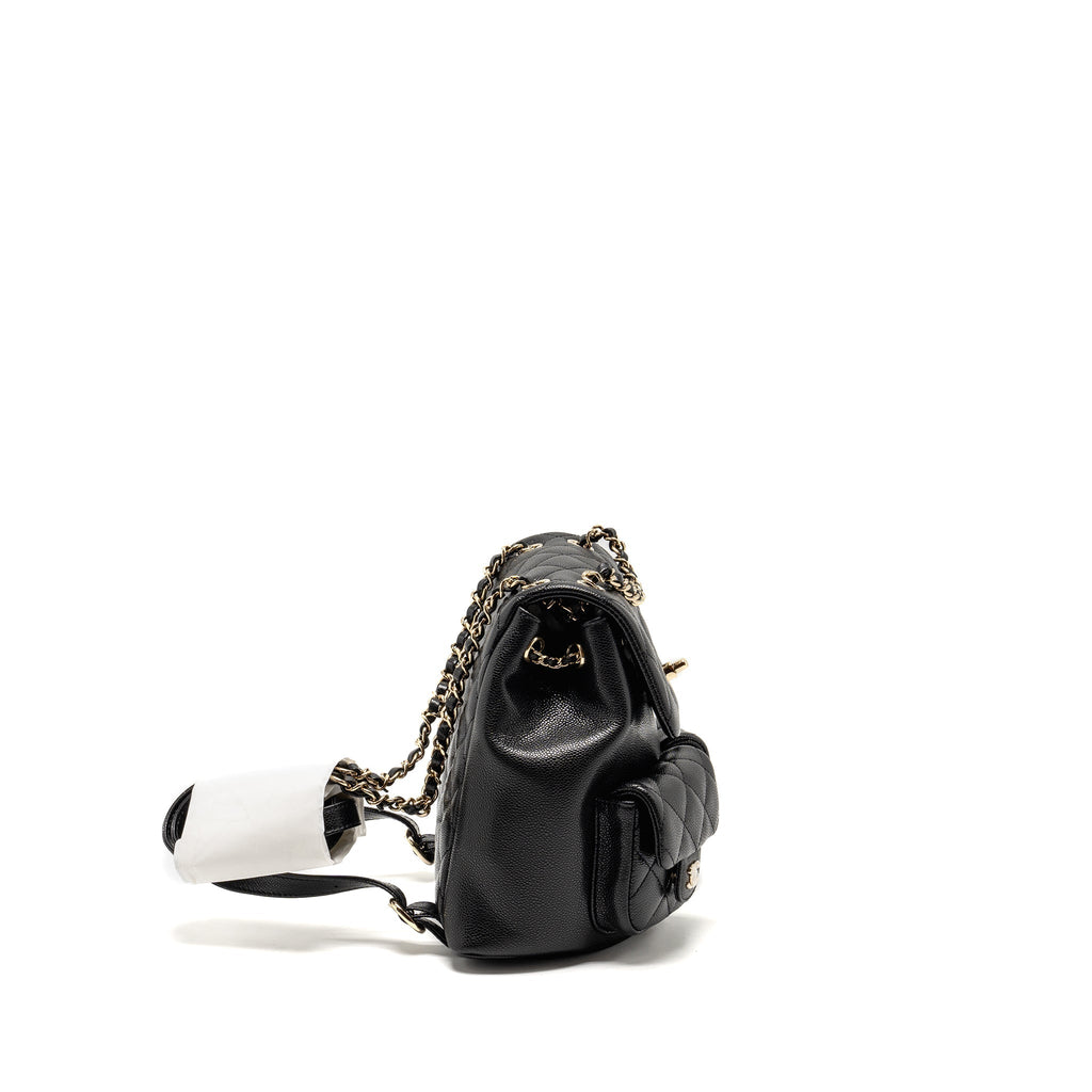 CHANEL TRIPLE PACK DUMA BACKPACK CAVIAR BLACK LGHW (MICROCHIP)