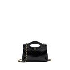 CHANEL 24C MINI 31 CLUTCH WITH CHAIN SHINY CALFSKIN BLACK LGHW (MICROCHIP)