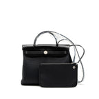 HERMES HERBAG ZIP 31 BAG RETOURNE TOILE MILITARIES CANVAS/HUNTER BLACK SHW