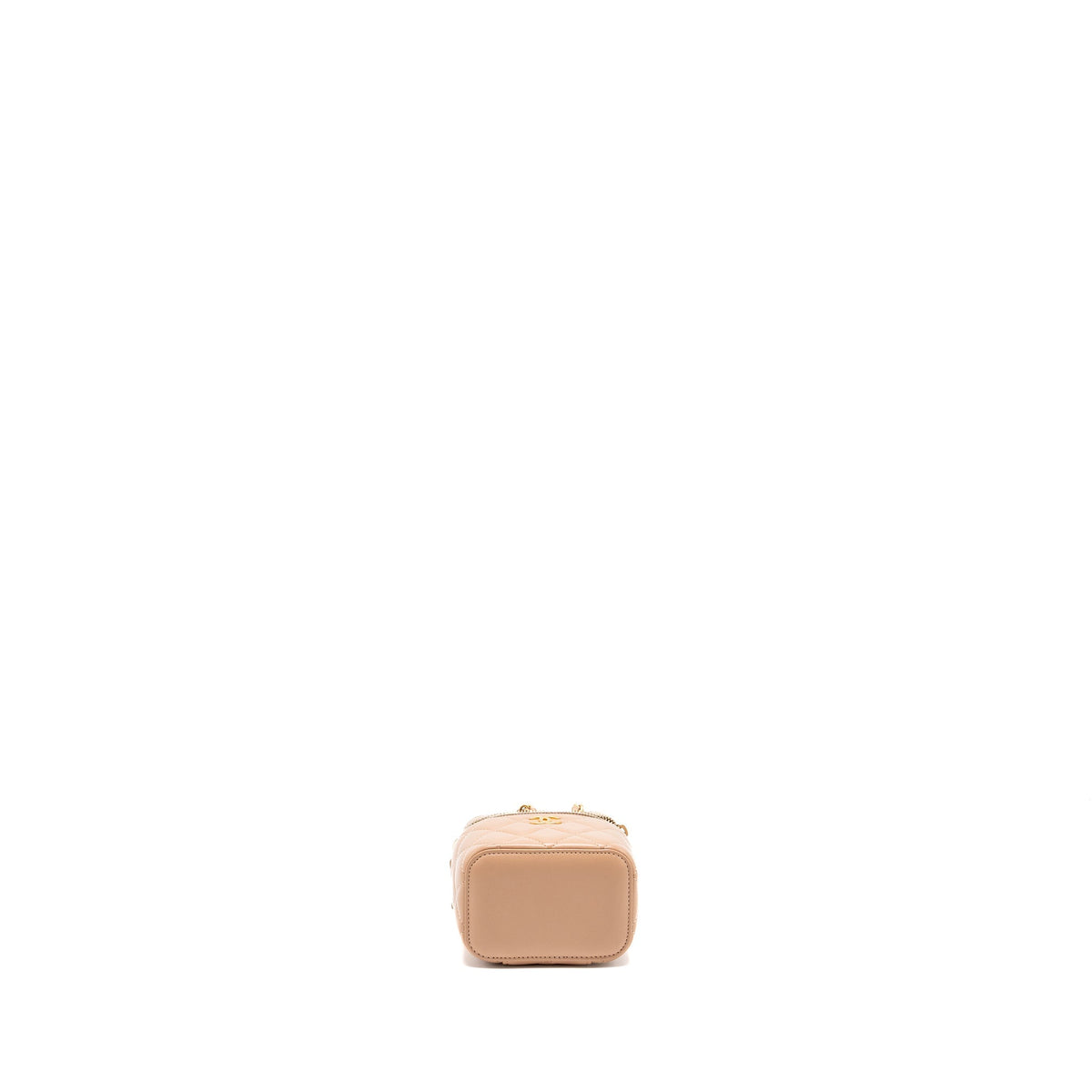 CHANEL TOP HANDLE MINI VANITY CASE WITH CHAIN LAMBSKIN BEIGE BRUSHED GHW
