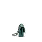CHANEL MEDIUM CLASSIC DOUBLE FLAP BAG LAMBSKIN GREEN SHW