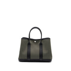 HERMES GARDEN PARTY 30 TOILE MILITAIRE/NEGONDA VERT DE GRIS/BLACK SHW