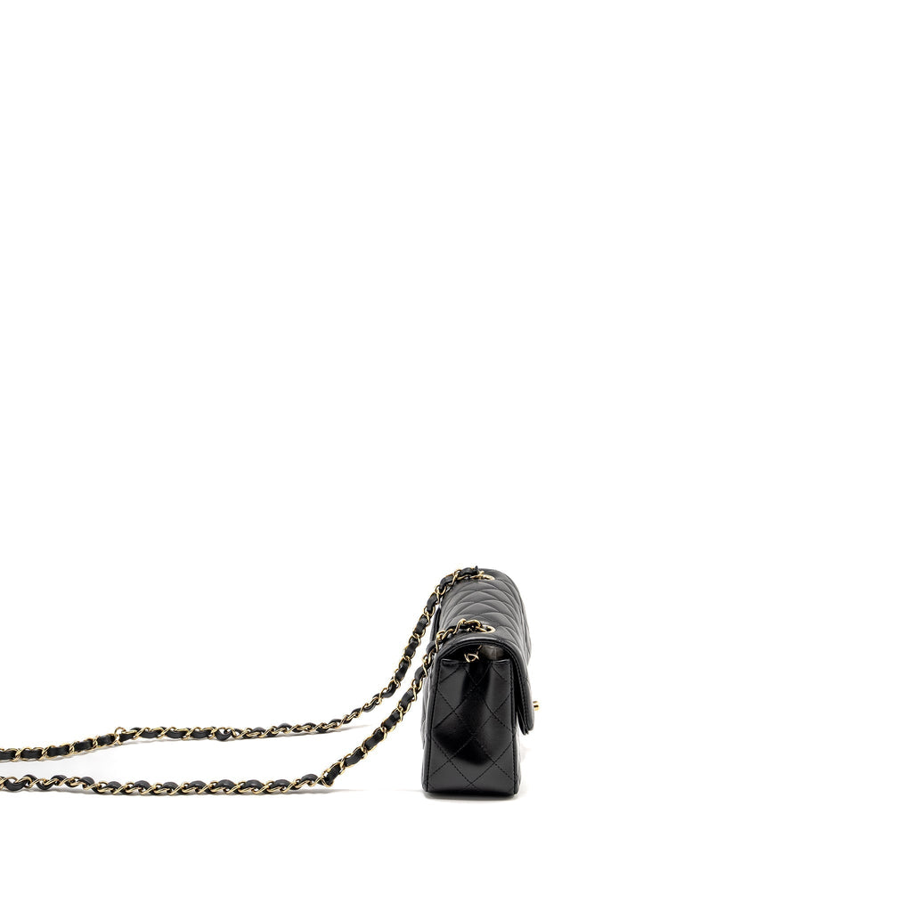 CHANEL MINI RECTANGULAR FLAP BAG LAMBSKIN BLACK LGHW (MICROCHIP)