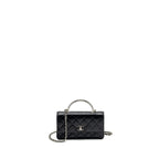 CHANEL TOP HANDLE MINI WALLET ON CHAIN FLAP BAG LAMBSKIN BLACK SHW (MICROCHIP)