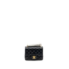 CHANEL PEARL CRUSH MINI SQUARE FLAP BAG LAMBSKIN BLACK GHW (MICROCHIP)