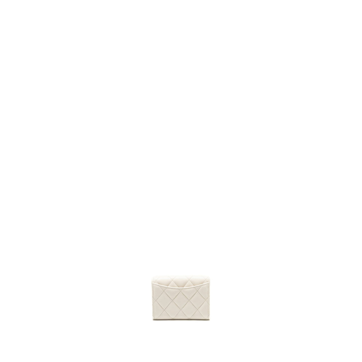 CHANEL CLASSIC FLAP CARD HOLDER CAVIAR WHITE LGHW (MICROCHIP)