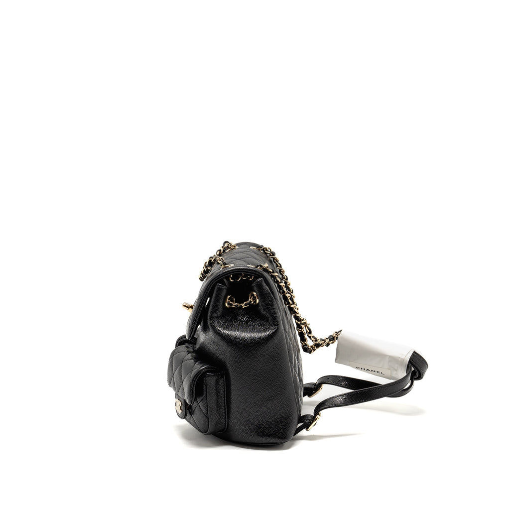 CHANEL TRIPLE PACK DUMA BACKPACK CAVIAR BLACK LGHW (MICROCHIP)