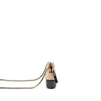 CHANEL GABRIELLE DOUBLE ZIP CLUTCH ON CHAIN AGED CALFSKIN BEIGE/BLACK MULTICOLOUR HARDWARE