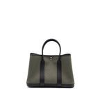 HERMES GARDEN PARTY 30 TOILE MILITAIRE/NEGONDA VERT DE GRIS/BLACK SHW
