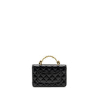 CHANEL LETTER LOGO TOP HANDLE WALLET ON CHAIN LAMBSKIN BLACK GHW (MICROCHIP)