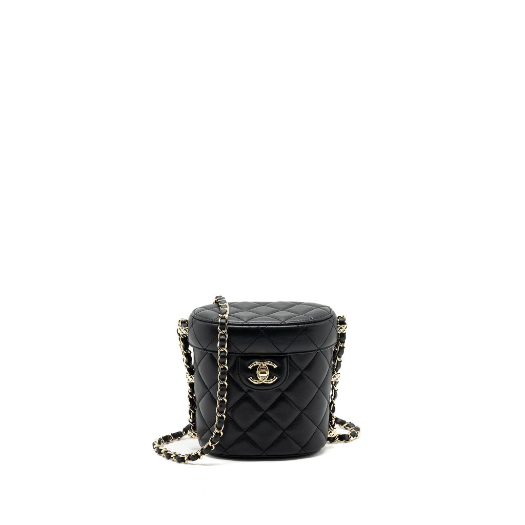 CHANEL VANITY WITH CHAIN LAMBSKIN BLACK LGHW(MICROCHIP)