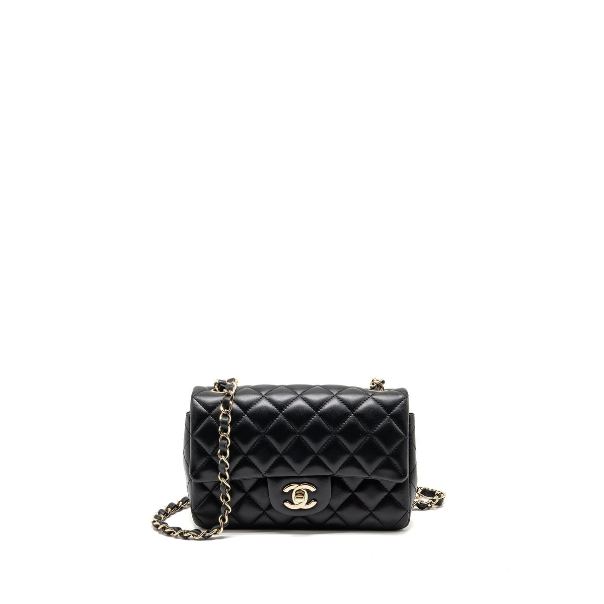 CHANEL MINI RECTANGULAR FLAP BAG LAMBSKIN BLACK LGHW
