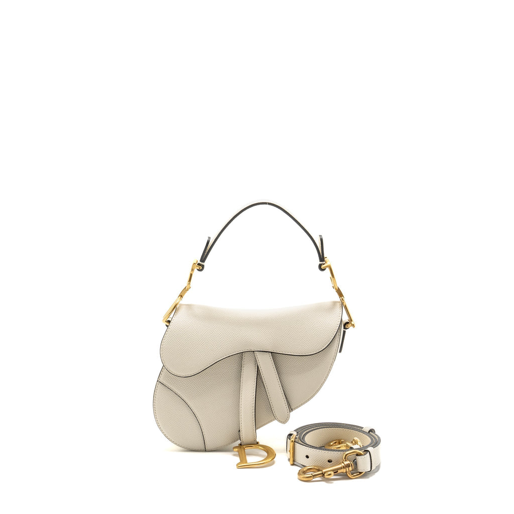 DIOR MINI SADDLE BAG CALFSKIN WHITE GHW