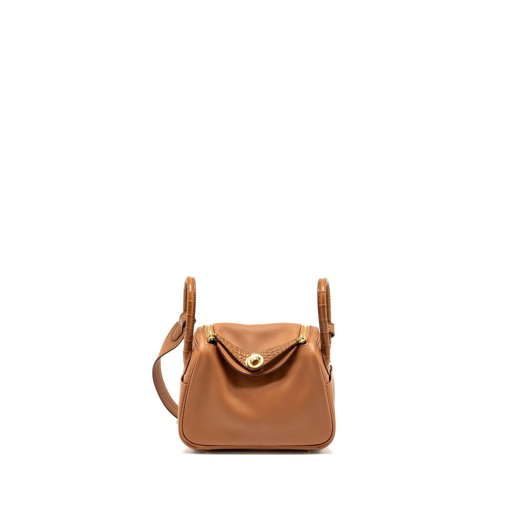 Hermes touch mini lindy Swift/alligator Mississippiensis Matte Gold GHW