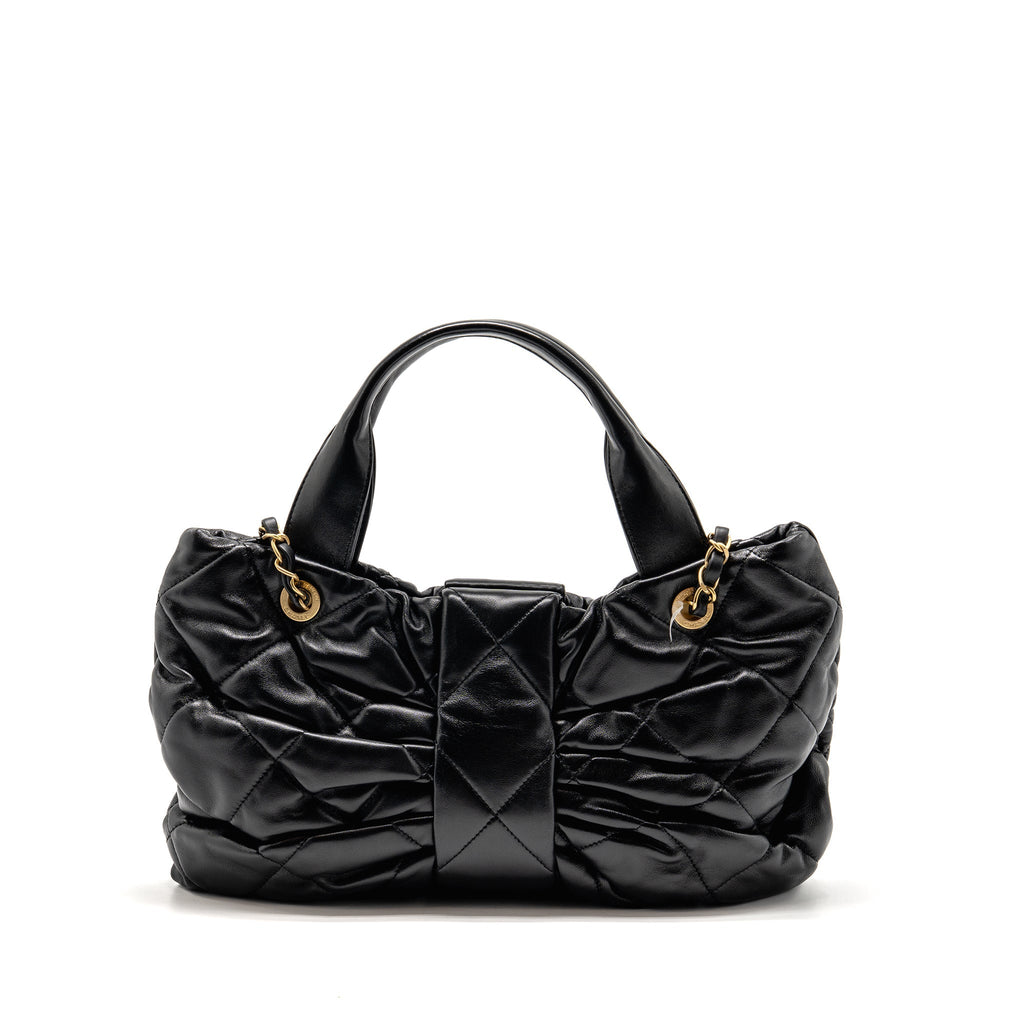 Chanel 25k Medium Bow Bag Lambskin Black GHW (microchip)