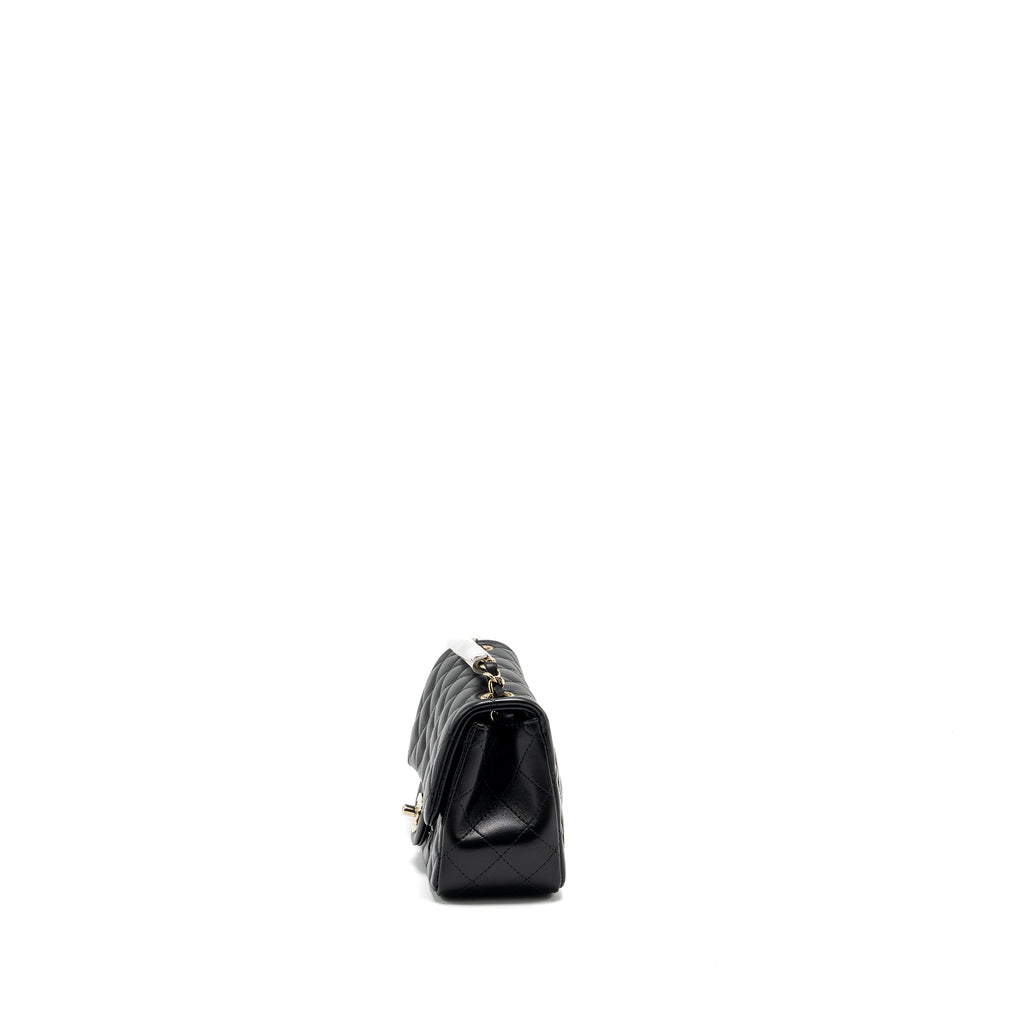 CHANEL MINI SQUARE FLAP BAG LAMBSKIN BLACK LGHW (MICROCHIP)