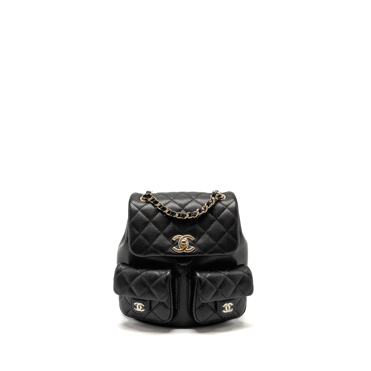 CHANEL TRIPLE PACK DUMA BACKPACK CAVIAR BLACK LGHW (MICROCHIP)