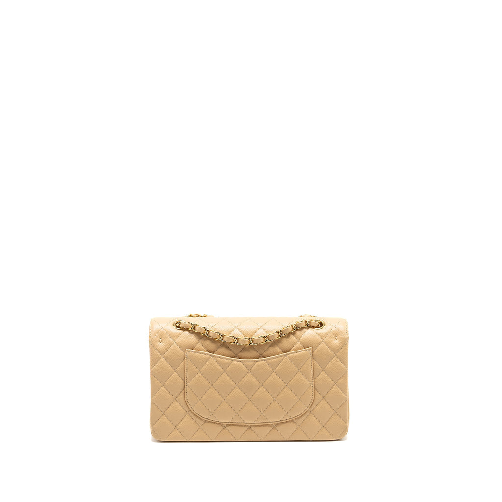 CHANEL MEDIUM CLASSIC DOUBLE FLAP BAG CAVIAR BEIGE GHW
