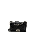 CHANEL MEDIUM BOY BAG CALFSKIN BLACK RUTHENIUM HARDWARE