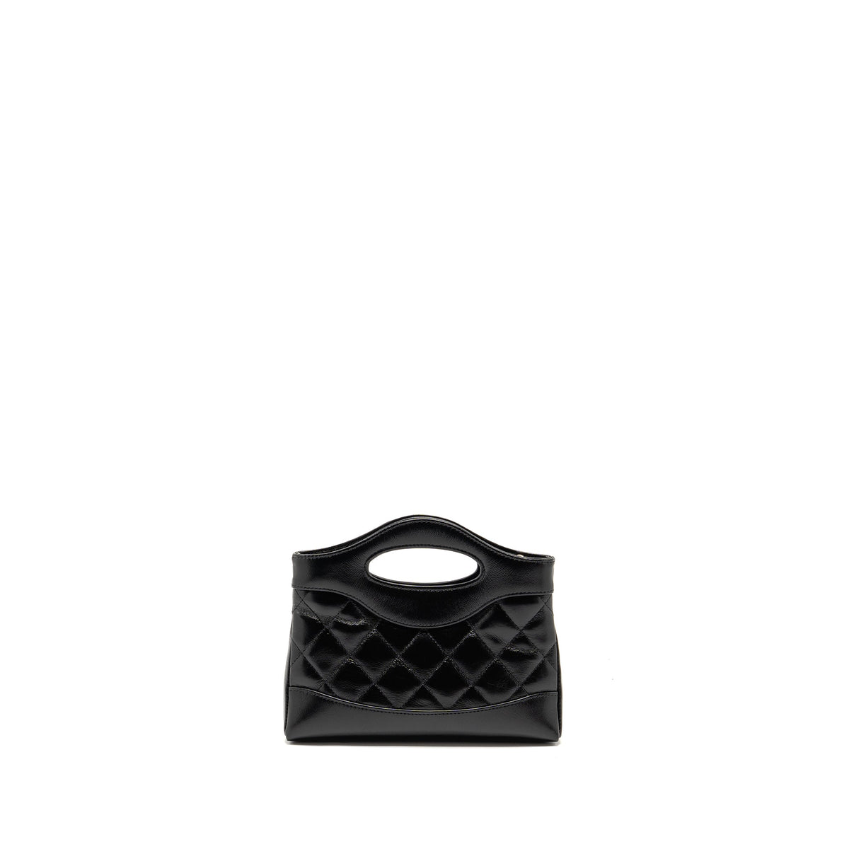 CHANEL MINI 31 CLUTCH WITH CHAIN SHINY LAMBSKIN BLACK LGHW (MICROCHIP)