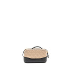 CHANEL GABRIELLE DOUBLE ZIP CLUTCH ON CHAIN AGED CALFSKIN BEIGE/BLACK MULTICOLOUR HARDWARE