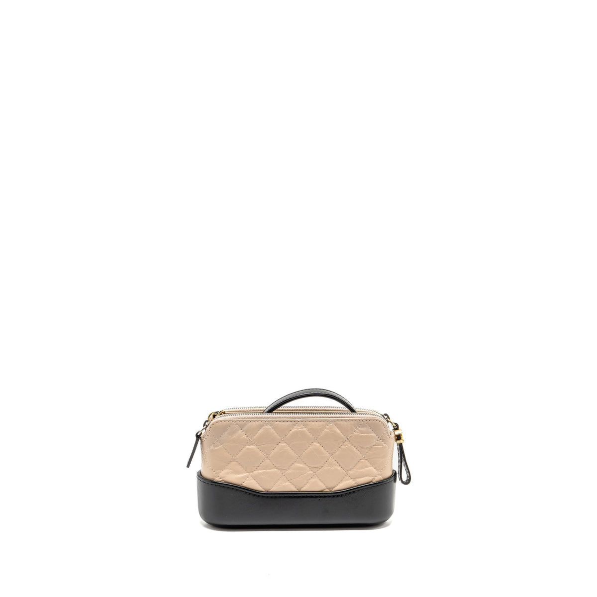 CHANEL GABRIELLE DOUBLE ZIP CLUTCH ON CHAIN AGED CALFSKIN BEIGE/BLACK MULTICOLOUR HARDWARE