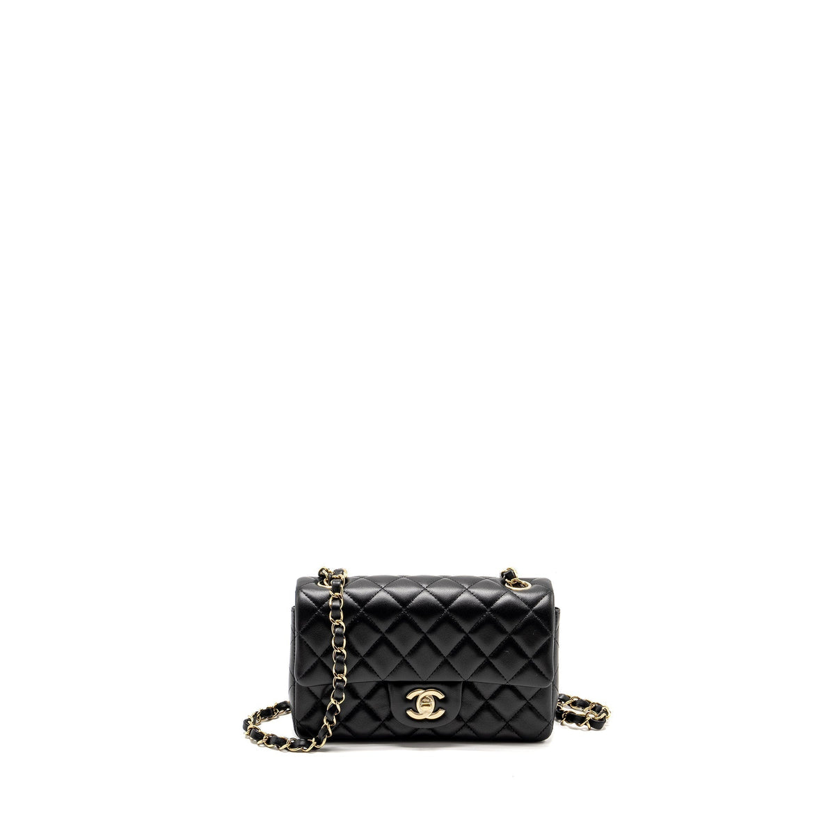 CHANEL MINI RECTANGULAR FLAP BAG LAMBSKIN BLACK LGHW (MICROCHIP)