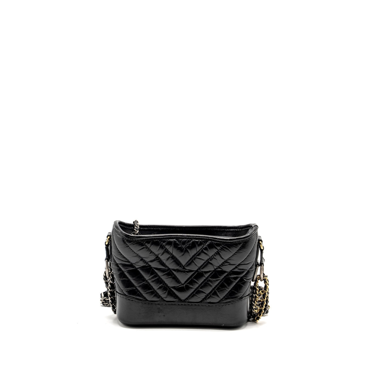 CHANEL SMALL CHEVRON GABRIELLE HOBO BAG CALFSKIN BLACK MULTICOLOUR HARDWARE